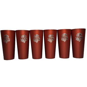 Vintage NASCO Mushroom Tumbler Cup Set 6 Drink Cups Brown Gold Plastic Nature